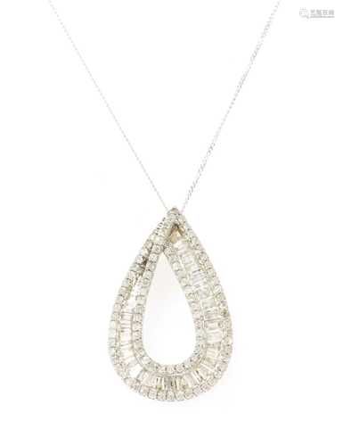 A white gold diamond pendant,