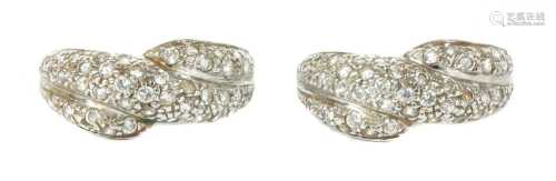 A pair of white gold cubic zirconia half hoop earrings,