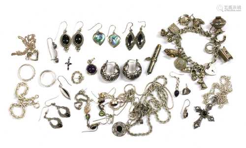 A quantity of silver jewellery,