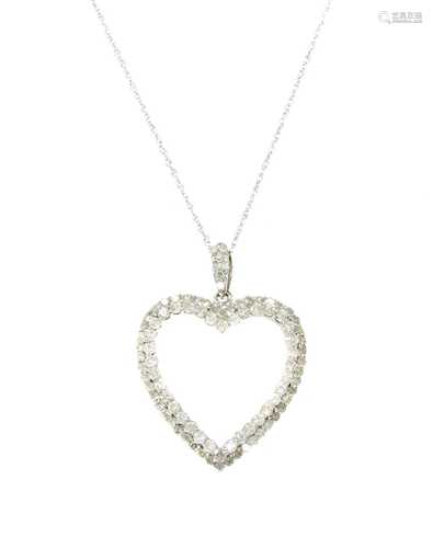 A white gold diamond heart pendant,