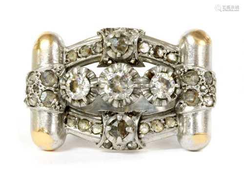 A gold diamond dress ring,