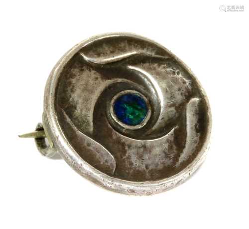 A silver enamel brooch, by William Hair Haseler,