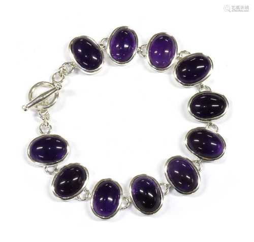 A silver amethyst bracelet,