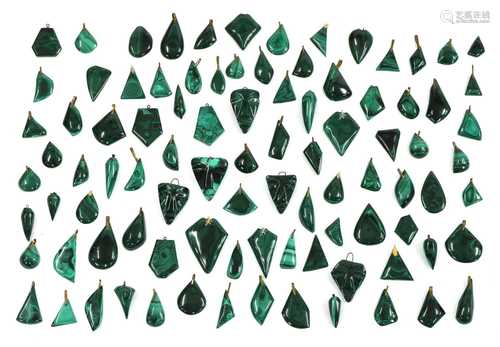 A large quantity of malachite pendants,