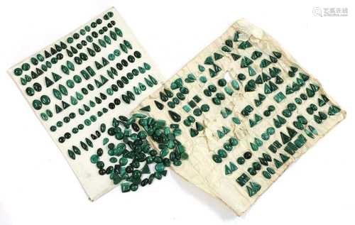 A large quantity of malachite cabochons,