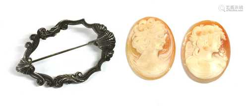 A Continental silver and gold openwork brooch,