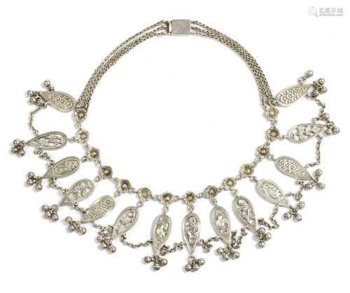 A Victorian silver fringe necklace,