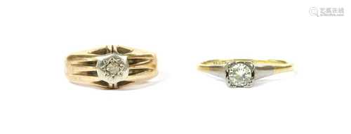 A 9ct gold single stone diamond ring,