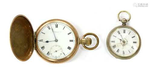 A rolled gold side wind hunter pocket watch,