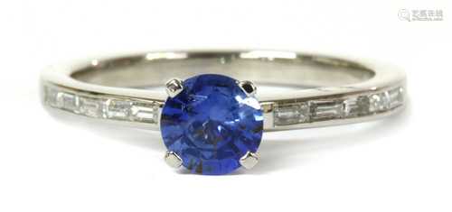 A platinum sapphire and diamond ring,