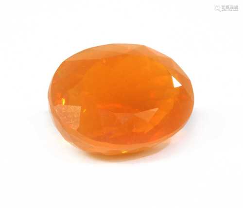 An unmounted oval mixed cut fire opal,