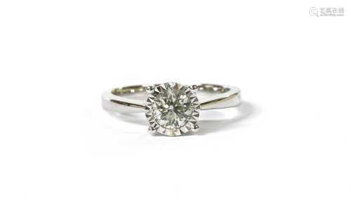 An 18ct white gold single stone diamond ring,