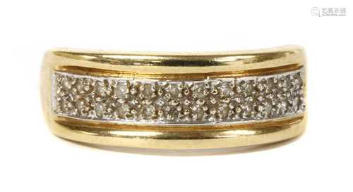 A 9ct gold two row diamond ring,