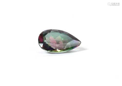 An unmounted pear mixed cut mystic topaz,