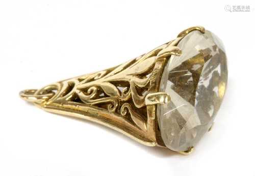 A 9ct gold smoky quartz fob,