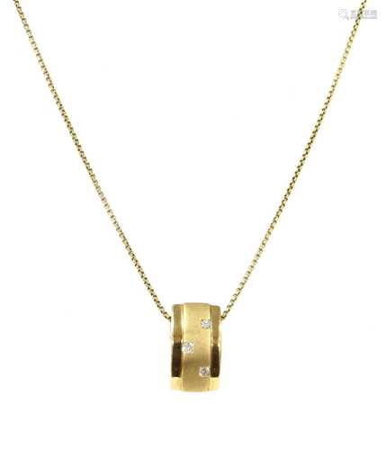 An 18ct gold diamond pendant,