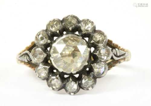 A Dutch rose cut diamond cluster ring,