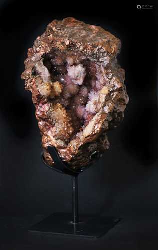 COPPER-COATED RED AMETHYST GEODE,