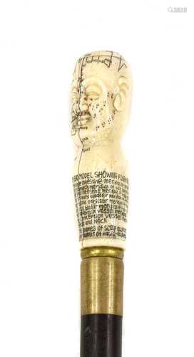 AN ANTIQUE WALKING CANE,