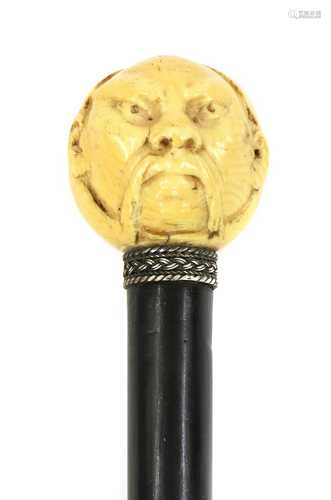 AN IVORY-MOUNTED WALKING CANE,