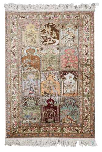 A Turkish silk Kayseri rug,