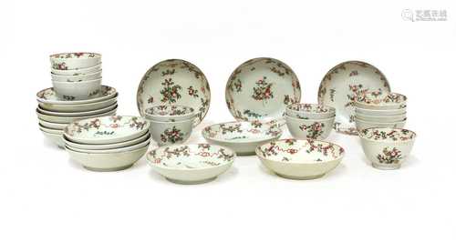 An extensive New Hall part tea service,