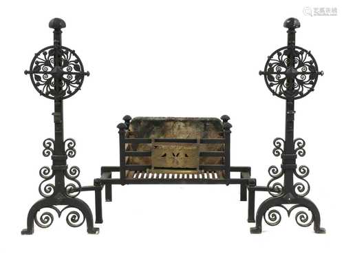 A cast-iron fire basket,