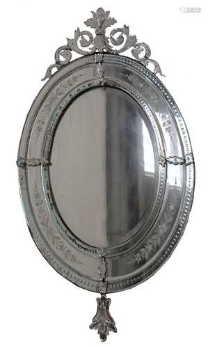 A Venetian etched glass mirror,