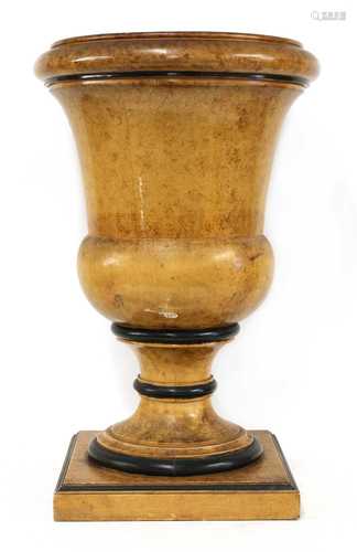 A burr maple Biedermeier urn,