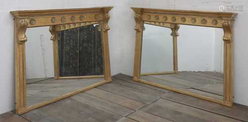 A pair of George-III style giltwood overmantel mirrors,