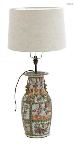 A Chinese vase table lamp and shade,