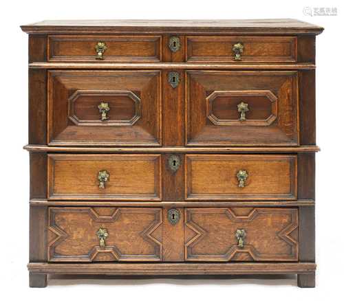 An oak chest of drawers,