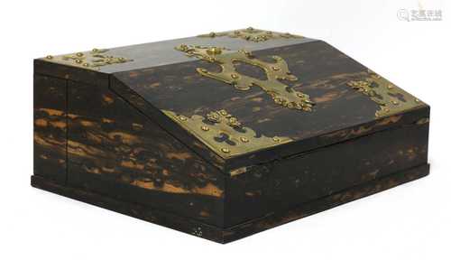 A Victorian coromandel and brass-mounted writing slope,