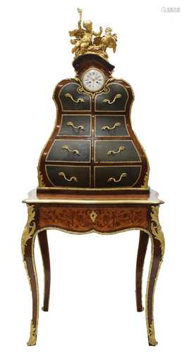 An extraordinary Louis XV-style rosewood marquetry and gilt-...