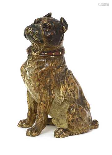 A cold-painted bronze model of a mastiff,