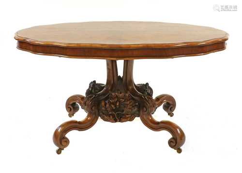 A Victorian figured walnut loo or centre table