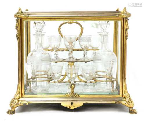 A Napoleon III ormolu and glass cave à liqueur,