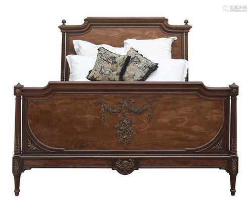 A Louis XVI-style mahogany double bed,