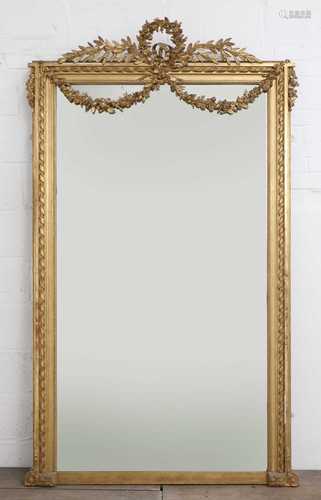 A large French Louis XVI-style giltwood mirror,