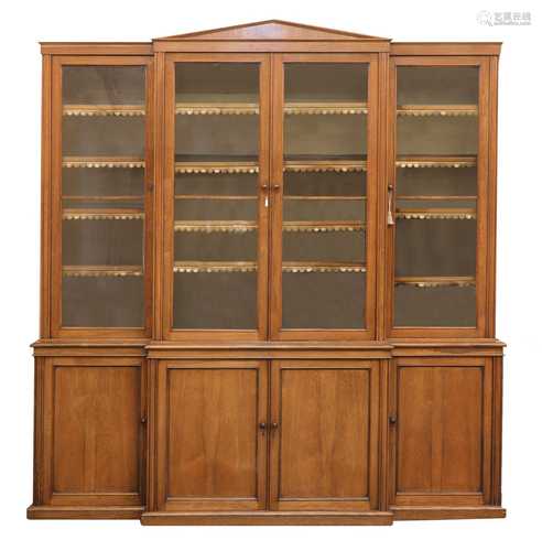 A Victorian rosewood breakfront bookcase,