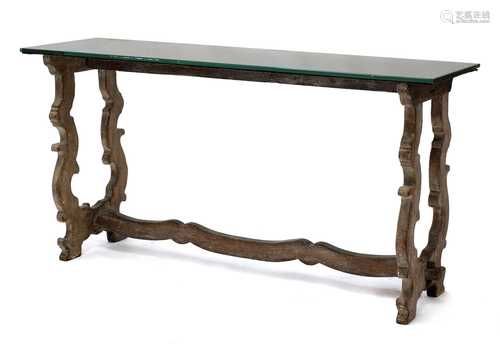 A bleached oak console table,