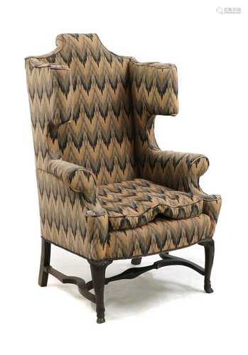 A William and Mary wingback armchair,