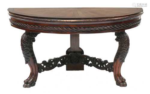 A Sri Lankan hardwood demilune pier table,