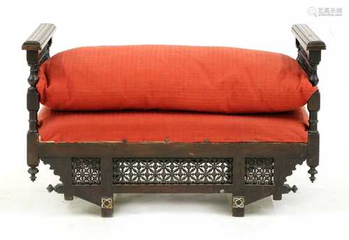 A Syrian rosewood stool or window seat,