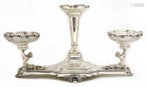 A large George V silver centrepiece,