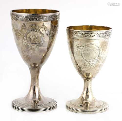 A George III silver goblet, and another similar (2)