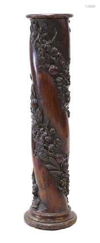 A solid yew wood column,