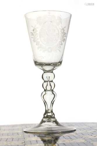 A Dutch engraved royal armorial goblet,