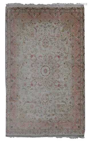 A Persian wool and silk Tabriz rug,