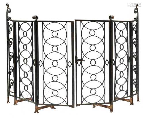 A pair of French painted wrought iron country house gates,